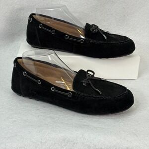 Vionic‎ Virginia Black Suede Driving Moccasin Loafers Womens 9.5 Bow Casual EUC